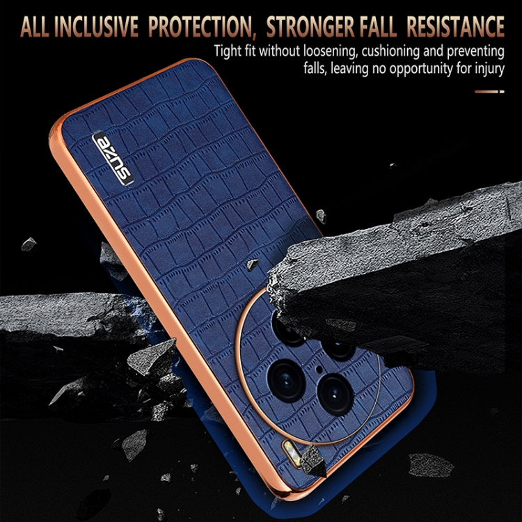 For vivo X100 Pro 5G / X100s Pro AZNS Electroplated Frame Crocodile Texture Full Coverage Phone Case(Brown) - X100 Pro Cases by AZNS | Online Shopping UK | buy2fix