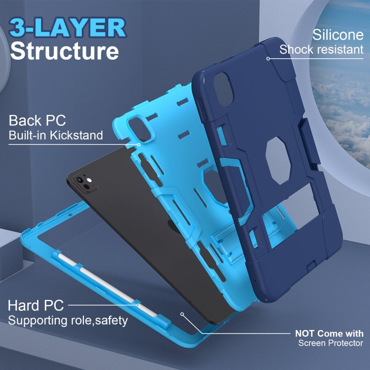 For iPad Pro 13 2024 Contrast Color Silicone Acrylic PC Tablet Case with Holder(Navy Blue) - iPad Pro 13 2024 Cases by buy2fix | Online Shopping UK | buy2fix