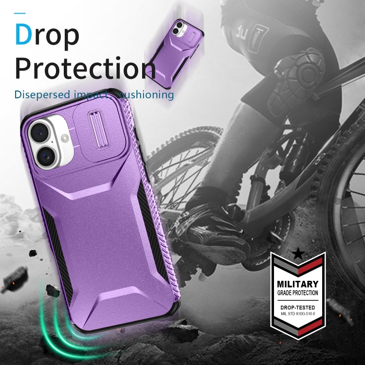 For iPhone 16 Sliding Camshield Phone Case(Purple) - iPhone 16 Cases by buy2fix | Online Shopping UK | buy2fix