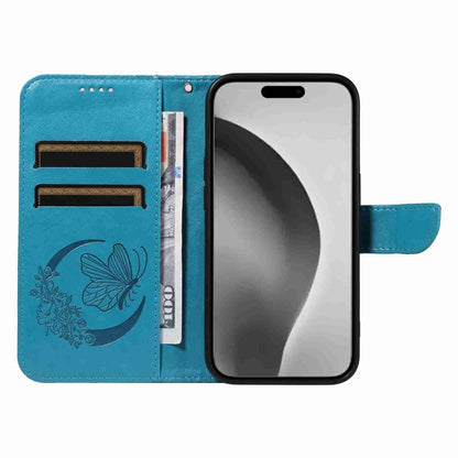 For iPhone 16 Pro Max Swallowtail Butterfly Embossed Leather Phone Case(Blue) - iPhone 16 Pro Max Cases by buy2fix | Online Shopping UK | buy2fix