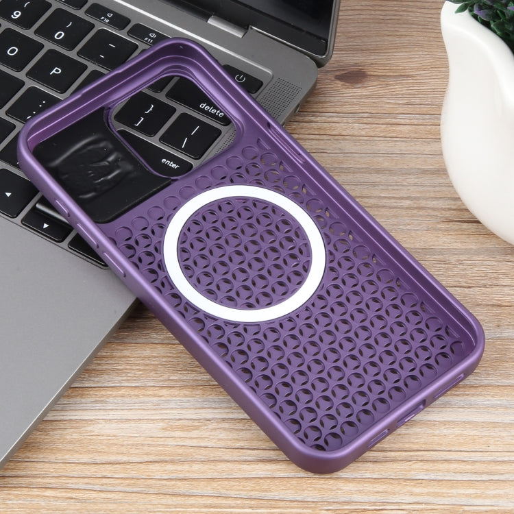 For iPhone 15 Pro Pure Color Honeycomb Aromatherapy MagSafe Phone Case(Purple) - iPhone 15 Pro Cases by buy2fix | Online Shopping UK | buy2fix