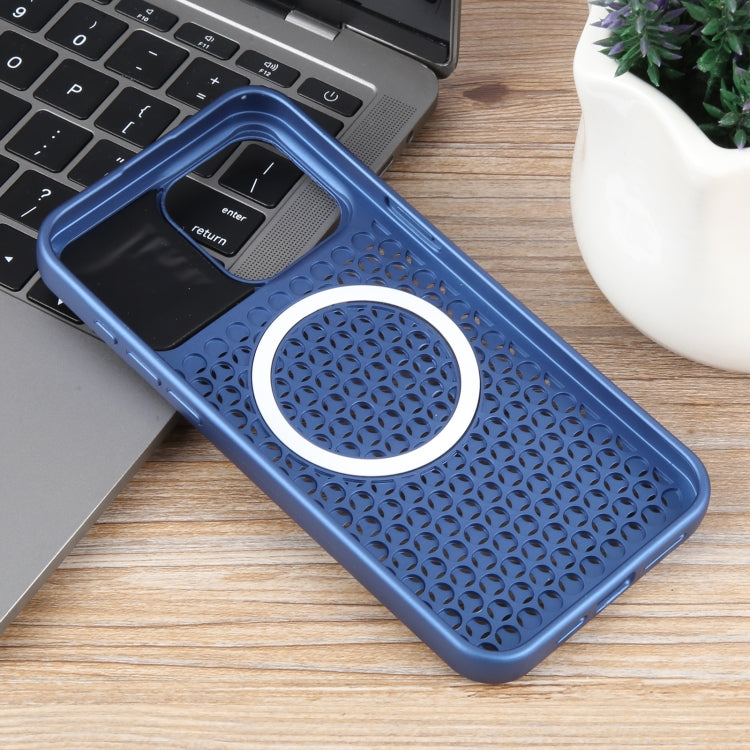 For iPhone 12 Pro Max Pure Color Honeycomb Aromatherapy MagSafe Phone Case(Blue) - iPhone 12 Pro Max Cases by buy2fix | Online Shopping UK | buy2fix