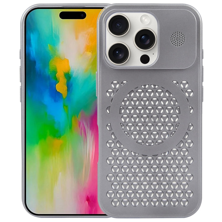 For iPhone 16 Pro Max Pure Color Honeycomb Aromatherapy MagSafe Phone Case(Grey) - iPhone 16 Pro Max Cases by buy2fix | Online Shopping UK | buy2fix