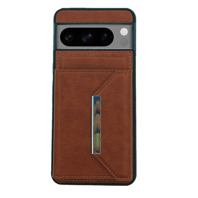 For Google Pixel 9 / 9 Pro Solid Color Metal Buckle Card Slots Bag Phone Case(Brown) - Google Cases by buy2fix | Online Shopping UK | buy2fix