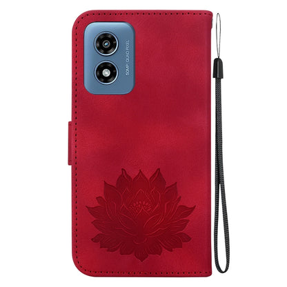 For Motorola Moto G Play 4G 2024 Lotus Embossed Leather Phone Case(Red) - Motorola Cases by buy2fix | Online Shopping UK | buy2fix