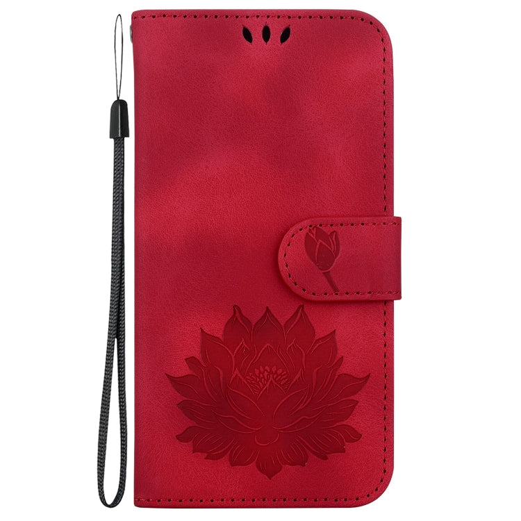 For iPhone SE 2024 Lotus Embossed Leather Phone Case(Red) - More iPhone Cases by buy2fix | Online Shopping UK | buy2fix