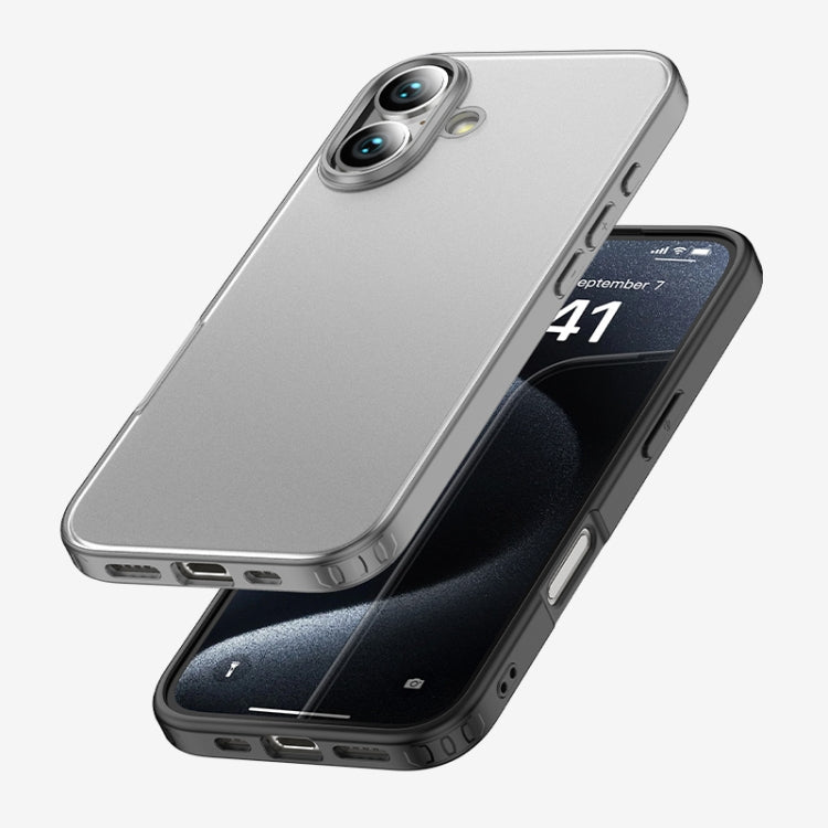 For iPhone 16 Plus Armor Clear TPU Hard PC Phone Case(Matte Black) - iPhone 16 Plus Cases by buy2fix | Online Shopping UK | buy2fix