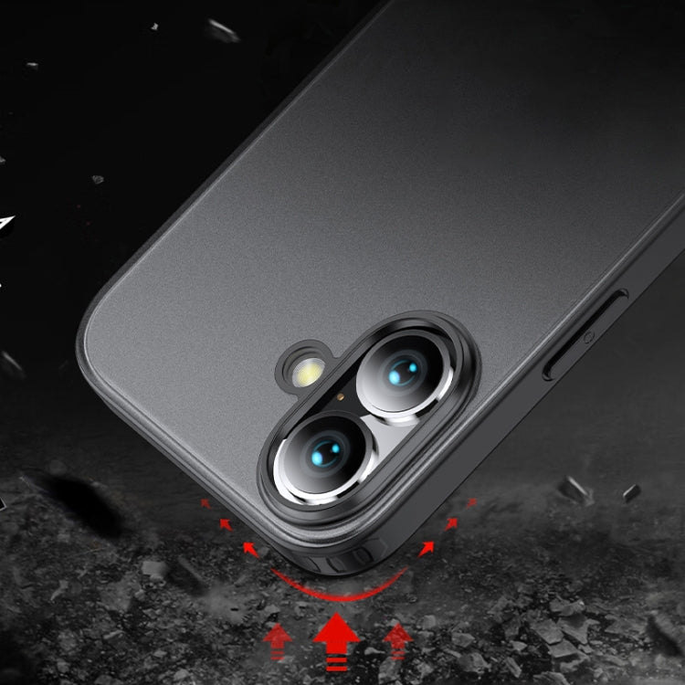 For iPhone 16 Plus Armor Clear TPU Hard PC Phone Case(Matte Black) - iPhone 16 Plus Cases by buy2fix | Online Shopping UK | buy2fix