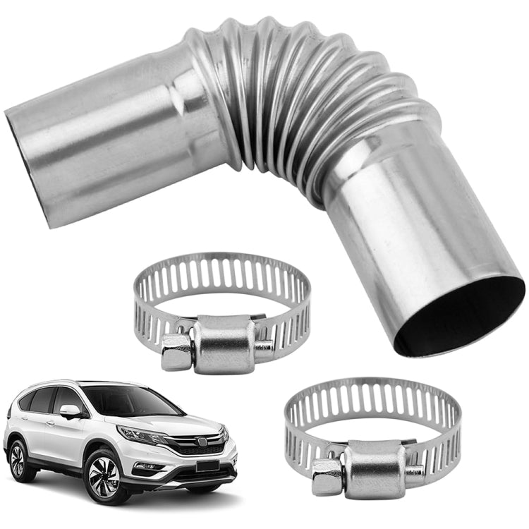 Car Parking Heater 13cm Elbow Stainless Steel Threaded Exhaust Tube Connector(Silver) - Engine Fittings by buy2fix | Online Shopping UK | buy2fix