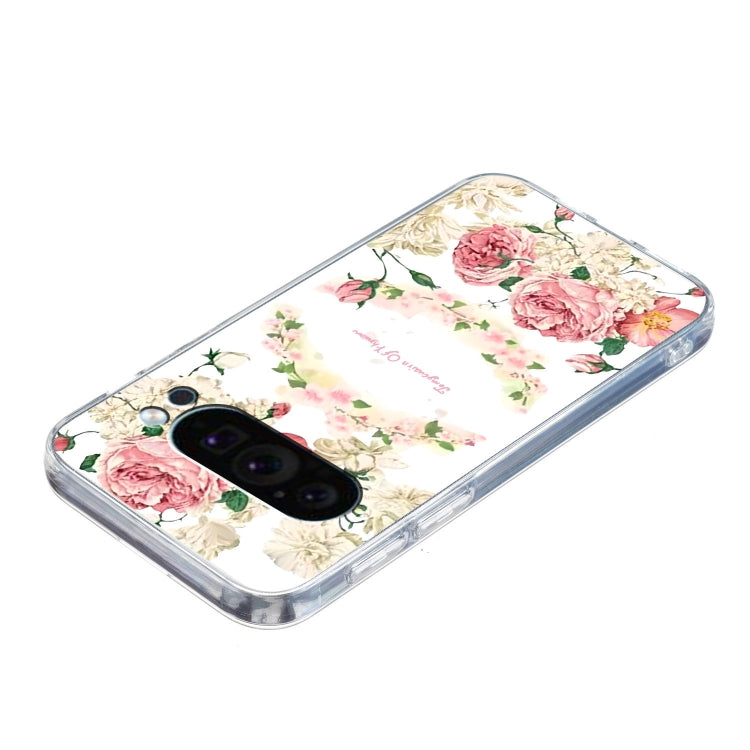 For Google Pixel 9 Pro Colored Drawing Pattern Transparent TPU Phone Case(Rose) - Google Cases by buy2fix | Online Shopping UK | buy2fix