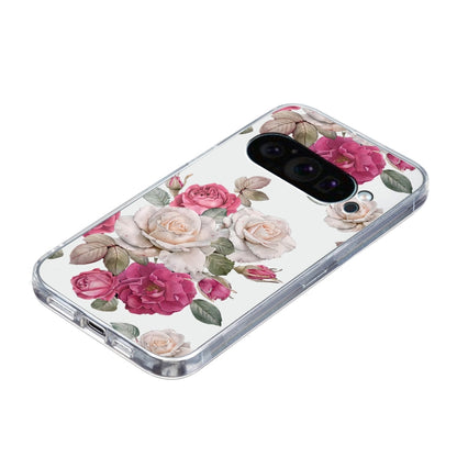 For Google Pixel 9 Pro Colored Drawing Pattern Transparent TPU Phone Case(Peony) - Google Cases by buy2fix | Online Shopping UK | buy2fix