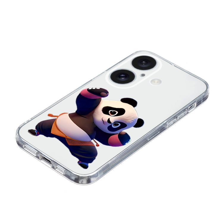 For iPhone 16 Plus Colored Drawing Pattern Transparent TPU Phone Case(Panda) - iPhone 16 Plus Cases by buy2fix | Online Shopping UK | buy2fix