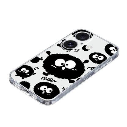 For iPhone 16 Plus Colored Drawing Pattern Transparent TPU Phone Case(Black Eye) - iPhone 16 Plus Cases by buy2fix | Online Shopping UK | buy2fix