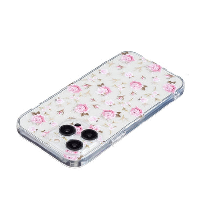 For iPhone 16 Pro Max Colored Drawing Pattern Transparent TPU Phone Case(Pink Floral) - iPhone 16 Pro Max Cases by buy2fix | Online Shopping UK | buy2fix