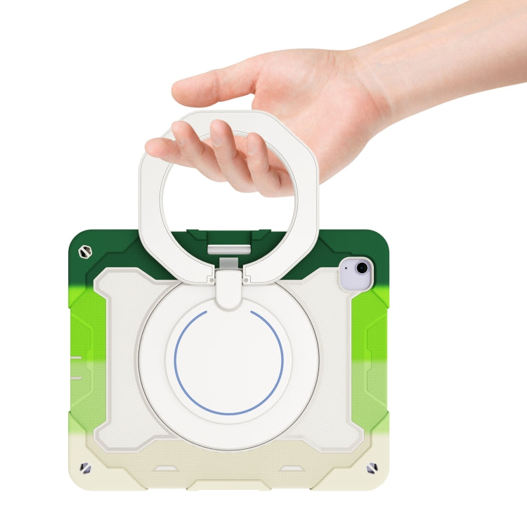 For iPad Air 13 2024 Armor Portable Rotating Ring Holder Silicone Tablet Case with Pen Slot(Colorful Green) - iPad Air 13 2024 Cases by buy2fix | Online Shopping UK | buy2fix