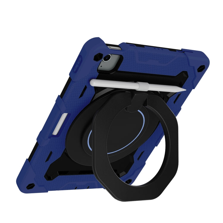 For iPad Air 11 2024 Armor Portable Rotating Ring Holder Silicone Tablet Case with Pen Slot(Navy Blue) - iPad Air 11 2024 Cases by buy2fix | Online Shopping UK | buy2fix