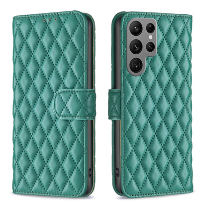 For Samsung Galaxy S25 Ultra 5G Diamond Lattice Wallet Flip Leather Phone Case(Green) - Galaxy S25 Ultra 5G Cases by buy2fix | Online Shopping UK | buy2fix