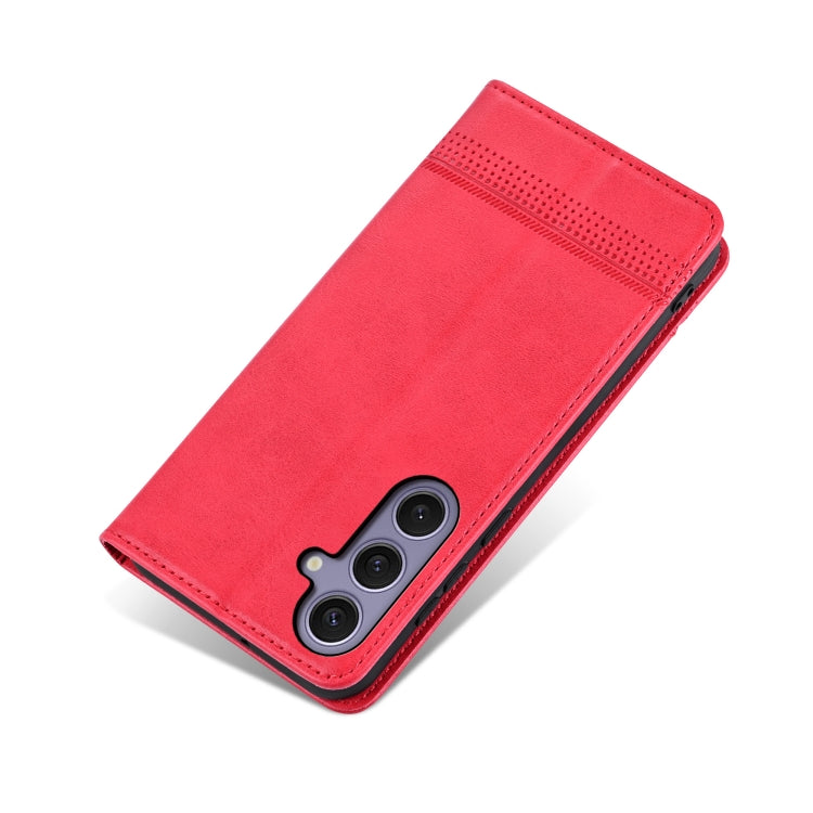 For Samsung Galaxy S25+ 5G AZNS Magnetic Calf Texture Flip Leather Phone Case(Red) - Galaxy S25+ 5G Cases by AZNS | Online Shopping UK | buy2fix