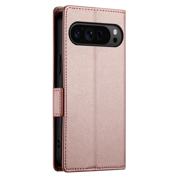 For Google Pixel 9 Pro Side Buckle Magnetic Frosted Leather Phone Case(Rose Gold) - Google Cases by buy2fix | Online Shopping UK | buy2fix