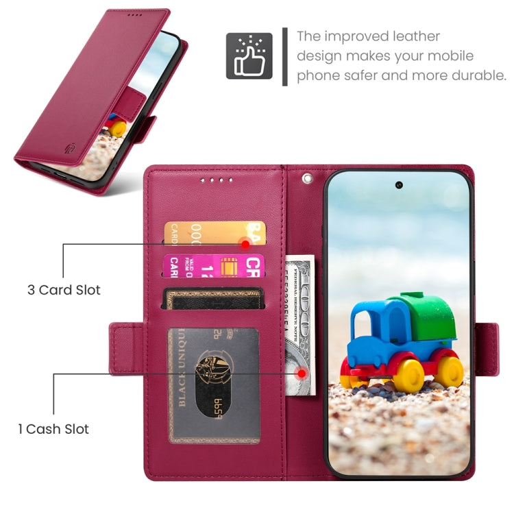 For Google Pixel 9 Side Buckle Magnetic Frosted Leather Phone Case(Wine Red) - Google Cases by buy2fix | Online Shopping UK | buy2fix