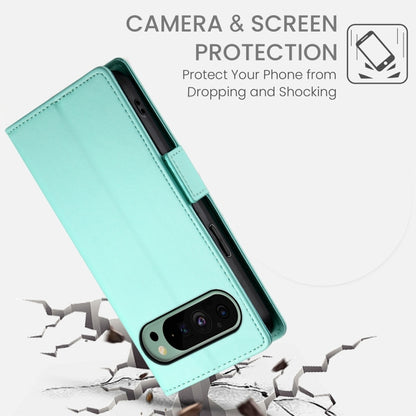 For Google Pixel 9 Side Buckle Magnetic Frosted Leather Phone Case(Mint Green) - Google Cases by buy2fix | Online Shopping UK | buy2fix