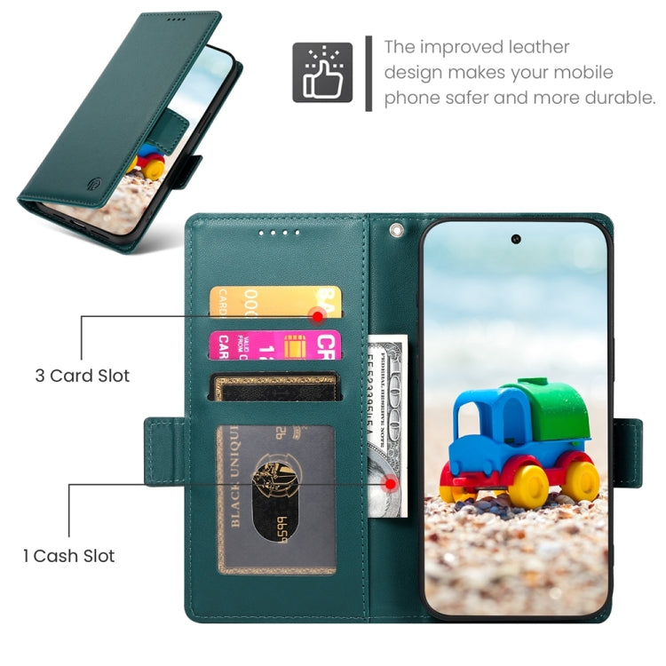 For Google Pixel 9 Side Buckle Magnetic Frosted Leather Phone Case(Dark Green) - Google Cases by buy2fix | Online Shopping UK | buy2fix