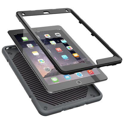 For iPad 9.7 2018 / Air / Air 2 Armor Holder Silicone Hybrid PC Tablet Case(Grey Black) - iPad 9.7 (2018) & (2017) Cases by buy2fix | Online Shopping UK | buy2fix