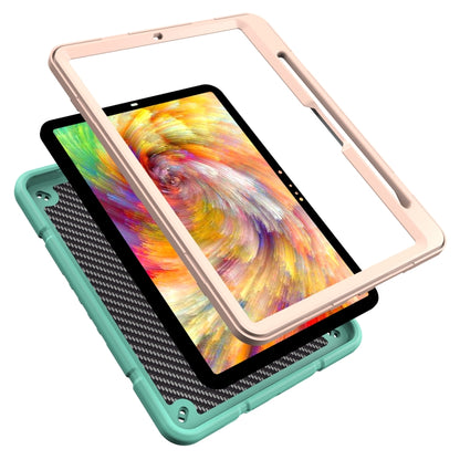 For iPad Pro 11 2024 Armor Holder Silicone Hybrid PC Tablet Case(Mint Green Gold) - iPad Pro 11 2024 Cases by buy2fix | Online Shopping UK | buy2fix