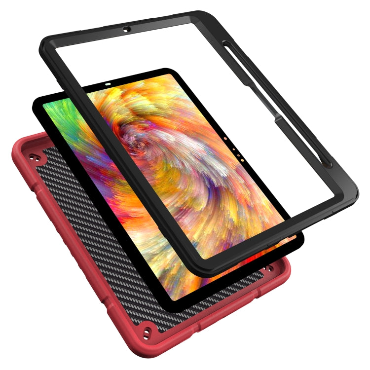 For iPad Pro 11 2024 Armor Holder Silicone Hybrid PC Tablet Case(Red Black) - iPad Pro 11 2024 Cases by buy2fix | Online Shopping UK | buy2fix