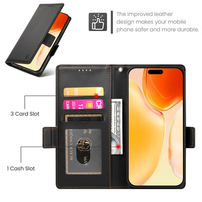 For iPhone 16 Plus Side Buckle Magnetic Frosted Leather Phone Case(Black) - iPhone 16 Plus Cases by buy2fix | Online Shopping UK | buy2fix