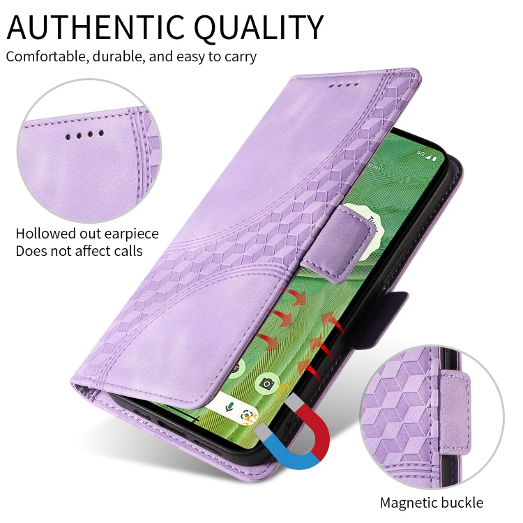 For Google Pixel 9 / 9 Pro Embossed Rhombus Starry Leather Phone Case(Purple) - Google Cases by buy2fix | Online Shopping UK | buy2fix