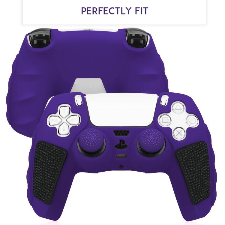 For Sony PS5 Splicing Color Silicone Gamepad Protective Case with Rocker Caps(Purple Black) - Cases by buy2fix | Online Shopping UK | buy2fix