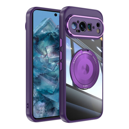 For Google Pixel 9 / 9 Pro 360 Holder Magsafe Acrylic Hybrid TPU Phone Case(Purple) - Google Cases by buy2fix | Online Shopping UK | buy2fix