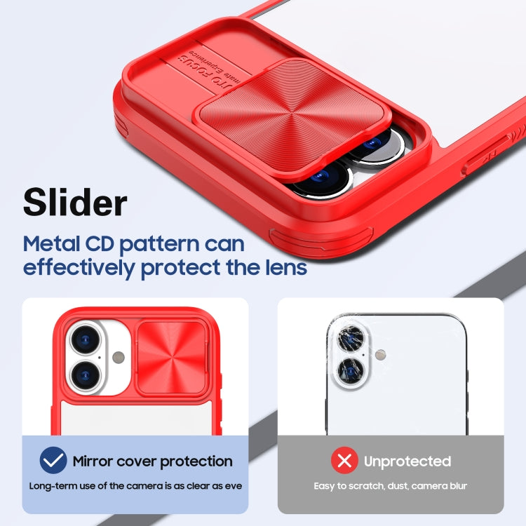 For iPhone 16 Pro Sliding Camshield Acrylic Hybrid TPU Phone Case(Red) - iPhone 16 Pro Cases by buy2fix | Online Shopping UK | buy2fix