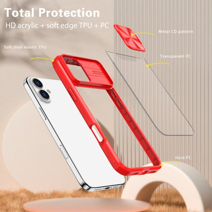 For iPhone 16 Plus Sliding Camshield Acrylic Hybrid TPU Phone Case(Red) - iPhone 16 Plus Cases by buy2fix | Online Shopping UK | buy2fix