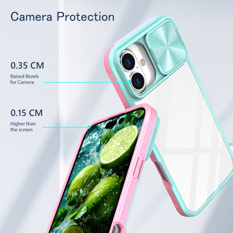 For iPhone 16 Pro Max Sliding Camshield Acrylic Hybrid TPU Phone Case(Blue Pink) - iPhone 16 Pro Max Cases by buy2fix | Online Shopping UK | buy2fix