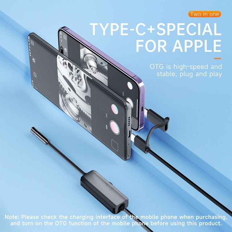 AN112 2 in 1 USB-C / Type-C + 8 Pin Interface 5.5mm HD Industry Endoscope, Length:1m Hard Tube -  by buy2fix | Online Shopping UK | buy2fix