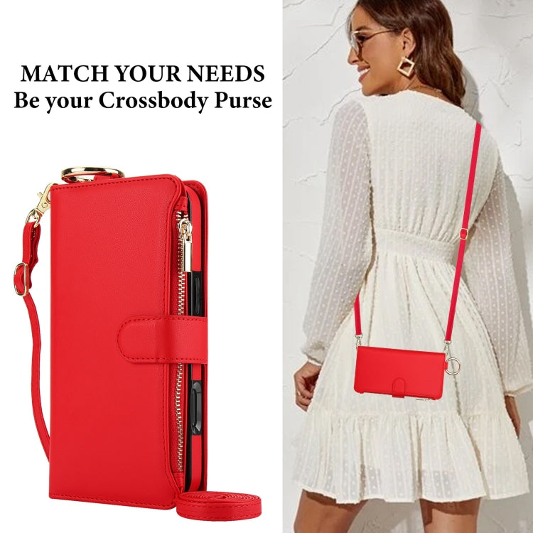 For iPhone 16 Pro Max Crossbody Ring Multifunctional Wallet Leather Phone Case(Red) - iPhone 16 Pro Max Cases by buy2fix | Online Shopping UK | buy2fix