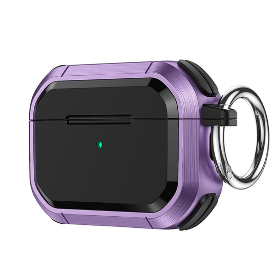 For AirPods Pro / Pro 2 Armor TPU + PC Earbuds Box Protective Case with Metal Buckle(Violet) - For AirPods Pro 2 by buy2fix | Online Shopping UK | buy2fix