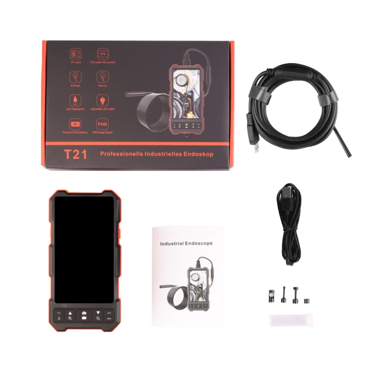 T21 4.5 inch IPS Color Screen 3.9mm Single Camera Split Hard Cable Industrial Endoscope, Length:1m(Black Red) -  by buy2fix | Online Shopping UK | buy2fix