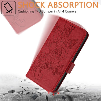 For Blackview A53 Embossed Rose RFID Anti-theft Leather Phone Case(Red) - More Brand by buy2fix | Online Shopping UK | buy2fix