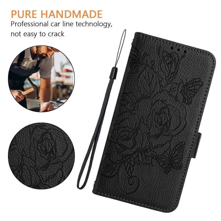 For Blackview A53 Embossed Rose RFID Anti-theft Leather Phone Case(Black) - More Brand by buy2fix | Online Shopping UK | buy2fix