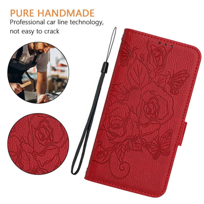 For Google Pixel 9 / 9 Pro Embossed Rose RFID Anti-theft Leather Phone Case(Red) - Google Cases by buy2fix | Online Shopping UK | buy2fix