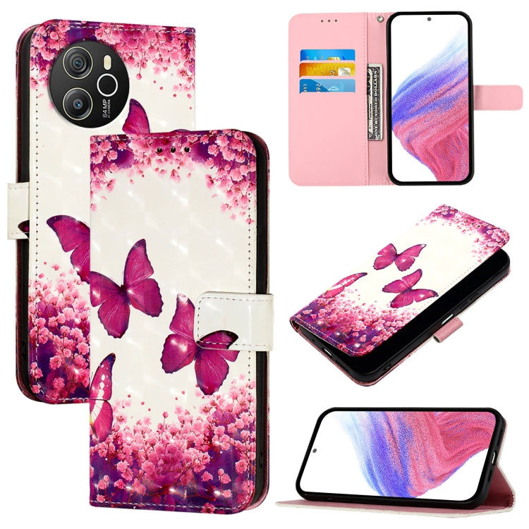 For Blackview Shark 8 3D Painting Horizontal Flip Leather Phone Case(Rose Butterfly) - More Brand by buy2fix | Online Shopping UK | buy2fix