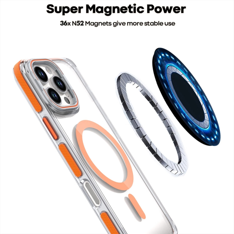 For iPhone 16 Pro Dual-Color Clear Acrylic Hybrid TPU Lens Flip Holder MagSafe Phone Case(Blue) - iPhone 16 Pro Cases by buy2fix | Online Shopping UK | buy2fix