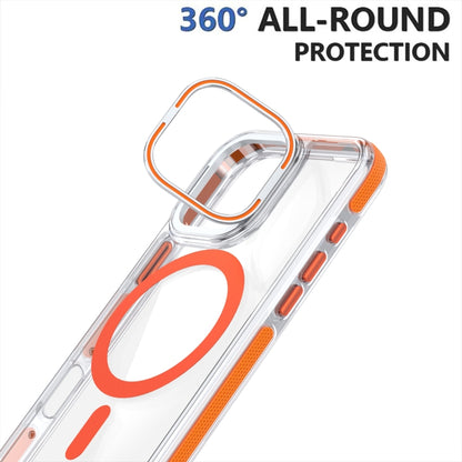 For iPhone 16 Pro Max Dual-Color Clear Acrylic Hybrid TPU Lens Flip Holder MagSafe Phone Case(Orange) - iPhone 16 Pro Max Cases by buy2fix | Online Shopping UK | buy2fix