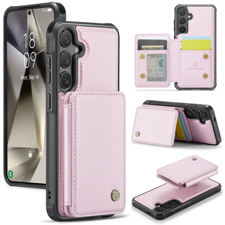 For Samsung Galaxy S24+ 5G JEEHOOD J05 Business Magnetic Style RFID Leather Phone Case(Pink) - Galaxy S24+ 5G Cases by JEEHOOD | Online Shopping UK | buy2fix