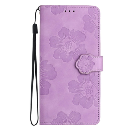 For Samsung Galaxy S25 5G Flower Embossing Pattern Leather Phone Case(Purple) - Galaxy S25 5G Cases by buy2fix | Online Shopping UK | buy2fix