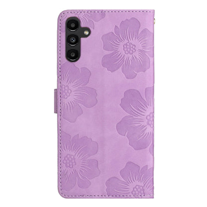 For Samsung Galaxy S25+ 5G Flower Embossing Pattern Leather Phone Case(Purple) - Galaxy S25+ 5G Cases by buy2fix | Online Shopping UK | buy2fix