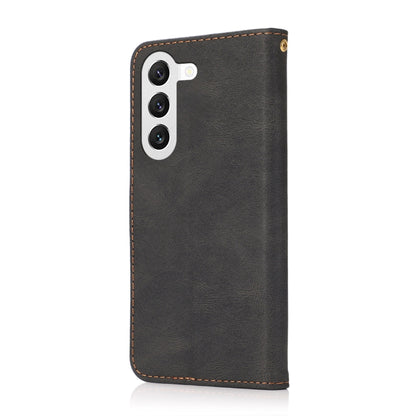 For Samsung Galaxy S25 5G Dual-color Stitching Leather Phone Case(Black Brown) - Galaxy S25 5G Cases by buy2fix | Online Shopping UK | buy2fix